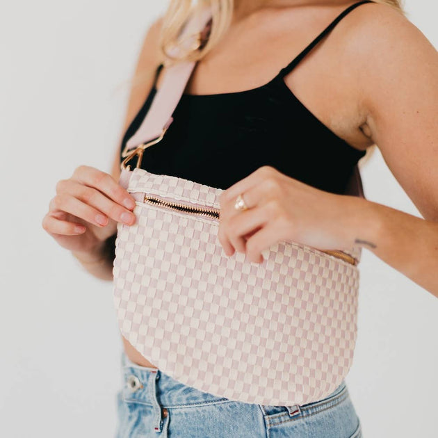 Westlyn Woven Bum Bag in Checkered Brown main image 1