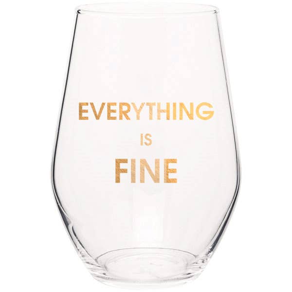 Everything Is Fine Stemless Wine Glass - One Strange Bird