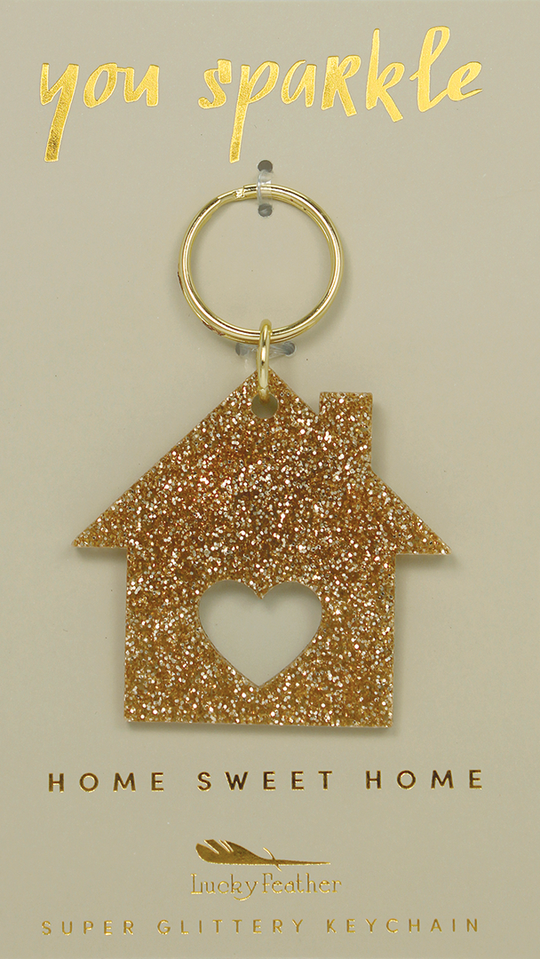 Gold Glitter Keychain - Shape - HOUSE - One Strange Bird