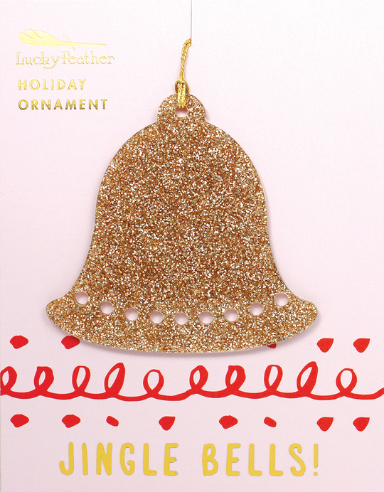 Gold Glitter Ornament - Shape - BELL - One Strange Bird