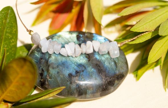 Blue Lace Agate Seed Necklace for Confidence - One Strange Bird