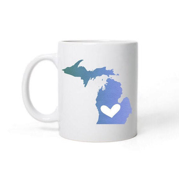 Michigan Love Heart State Map Mug - One Strange Bird
