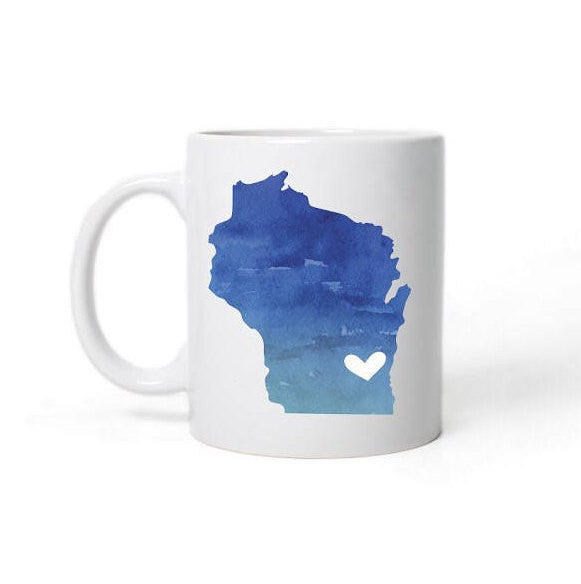 Wisconsin  Love Heart State Map Mug - One Strange Bird