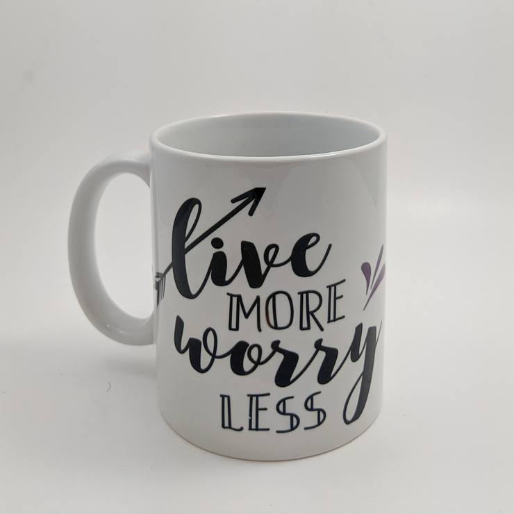 Live More Worry Less Mug - One Strange Bird