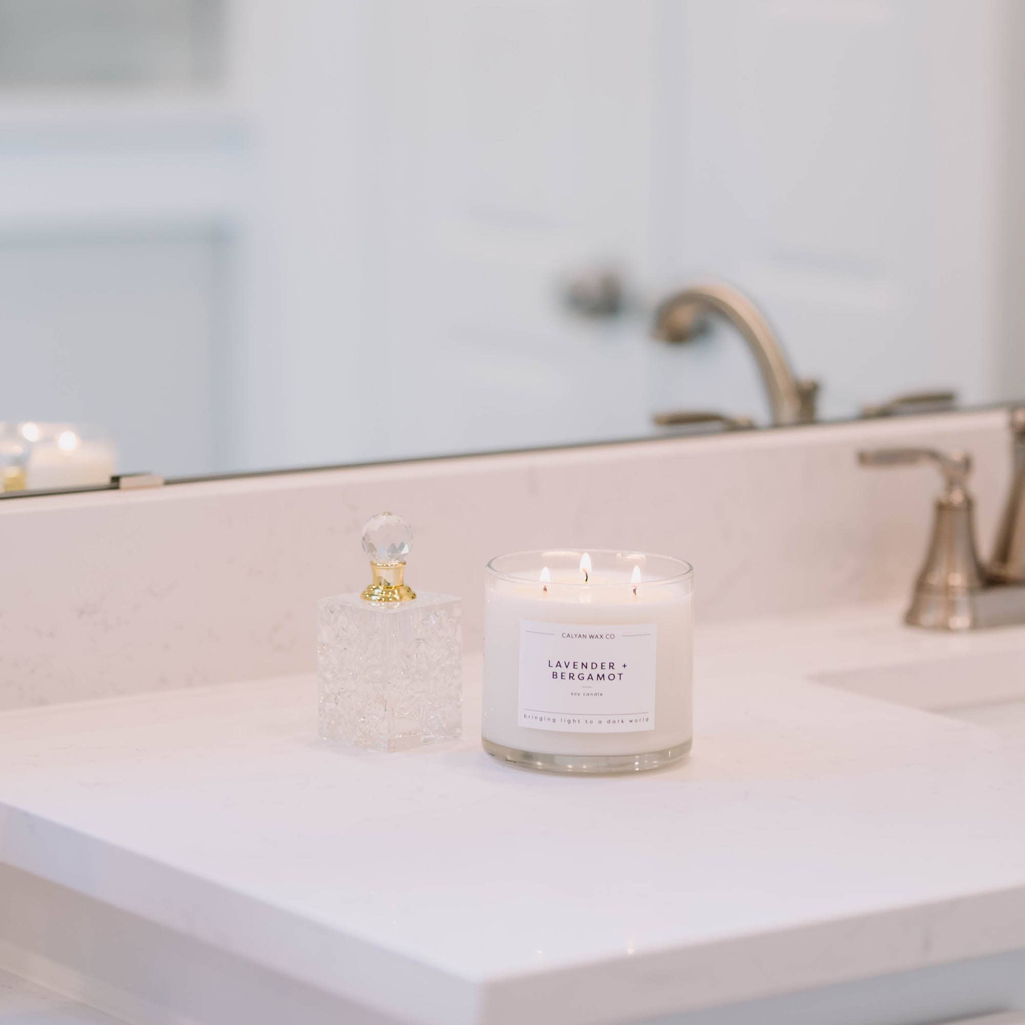 Lavender + Bergamot - 3 Wick Clear Glass Tumbler Soy Candle