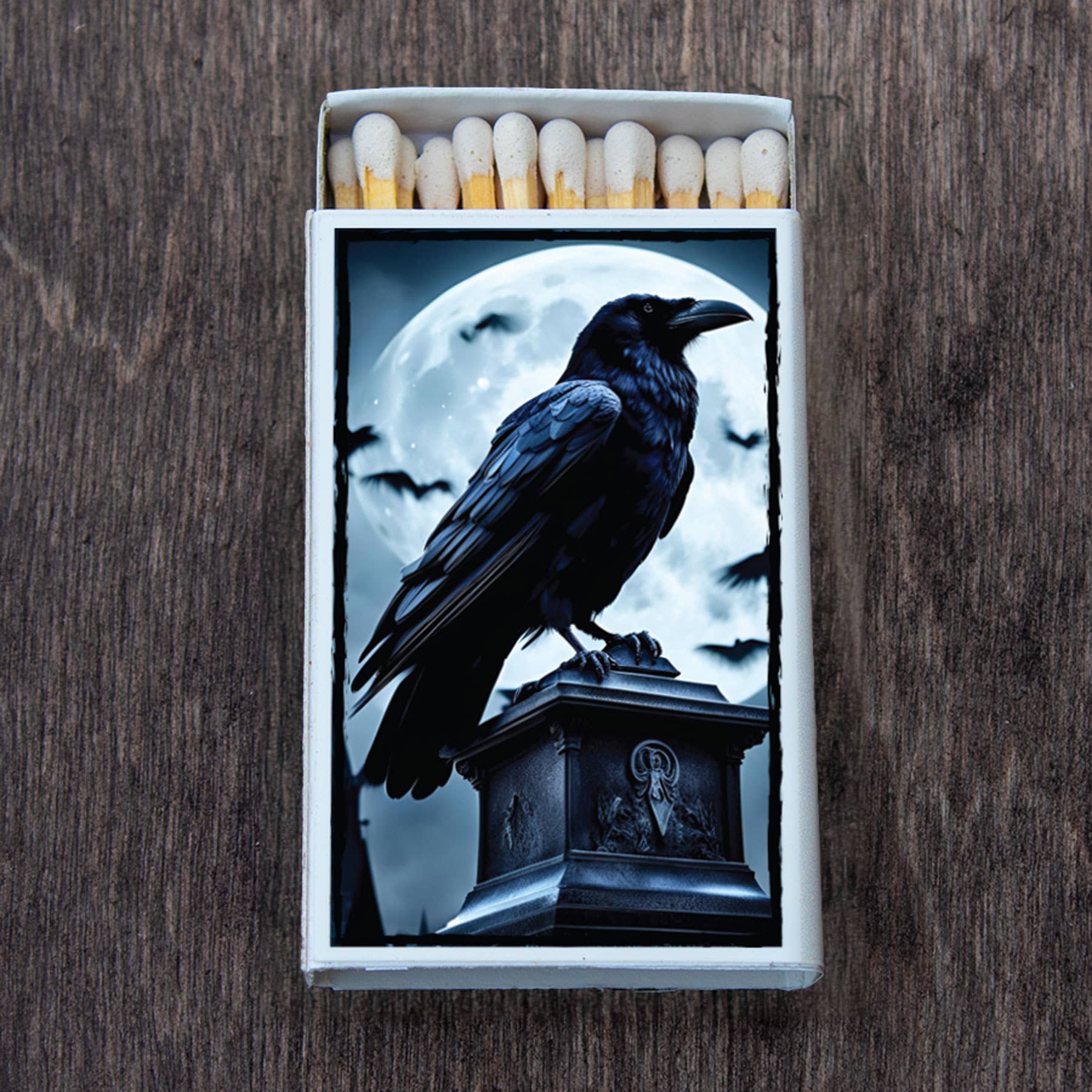 Raven and Moon Matchbox • Decorative Matches • Candle Acc