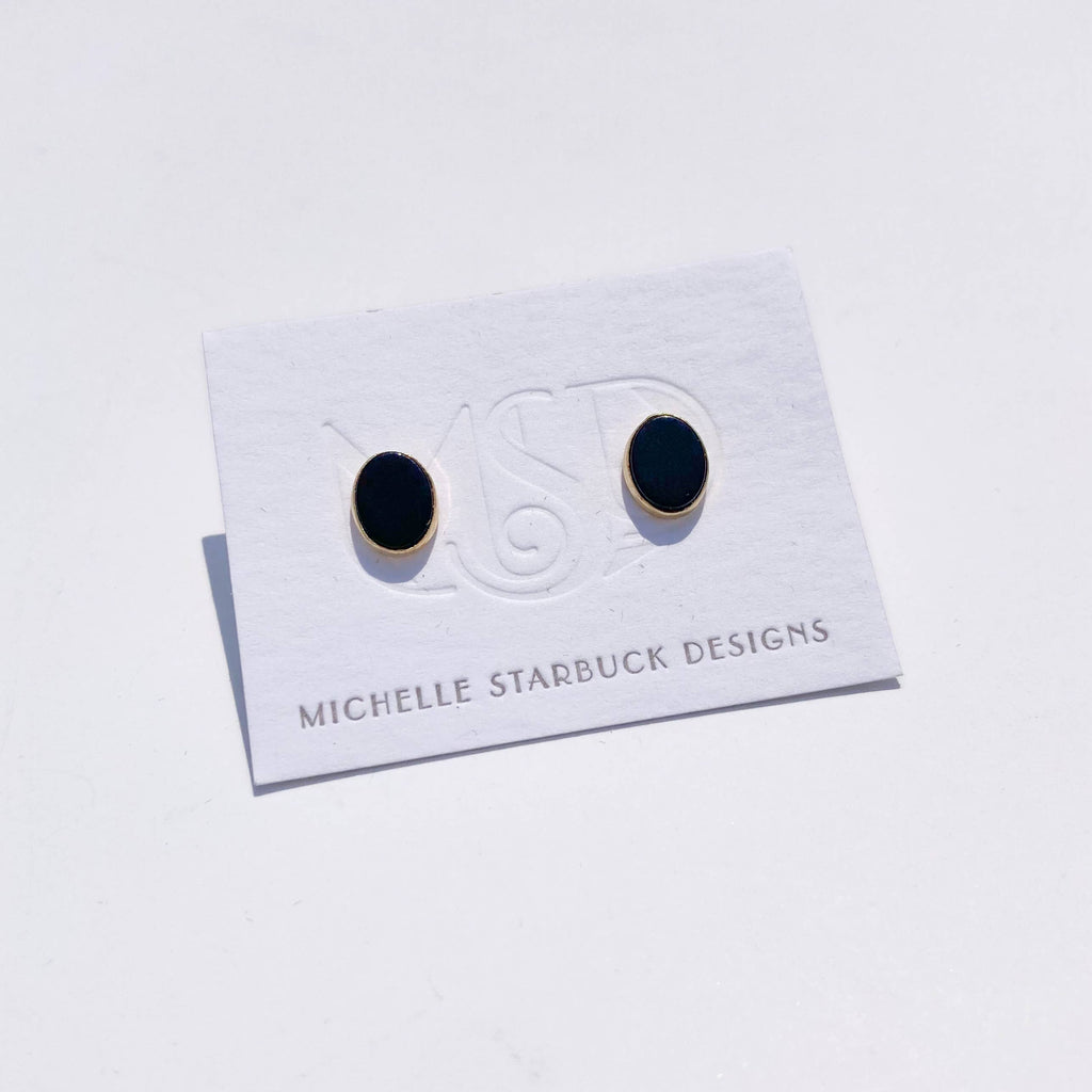 Onyx Oval Studs