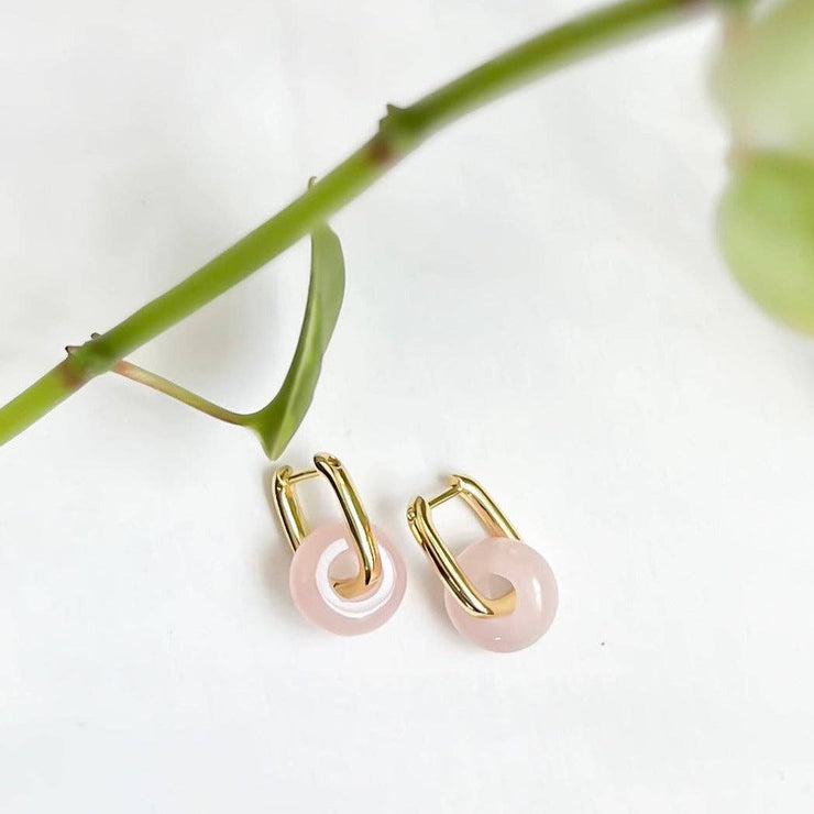 Rose Quartz Hoops