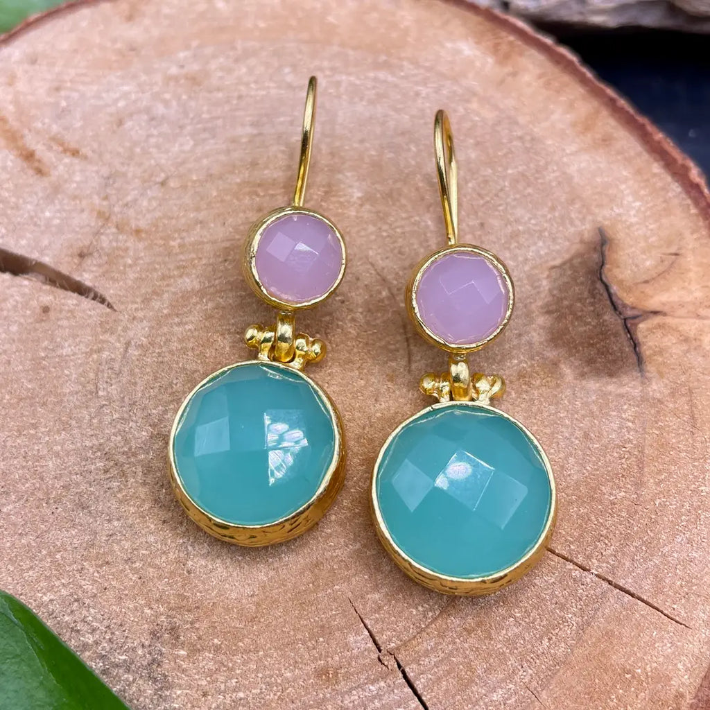 Circle Double Stone Earrings