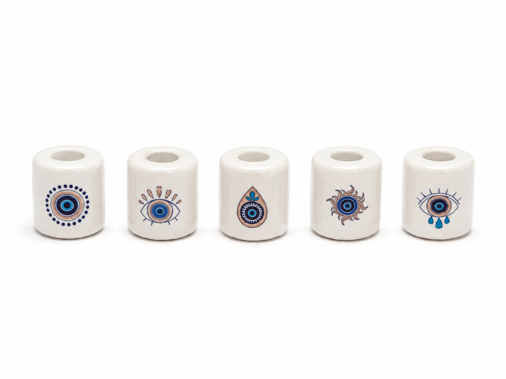 Ceramic Candle Holder Evil Eye Variety Pack of 5