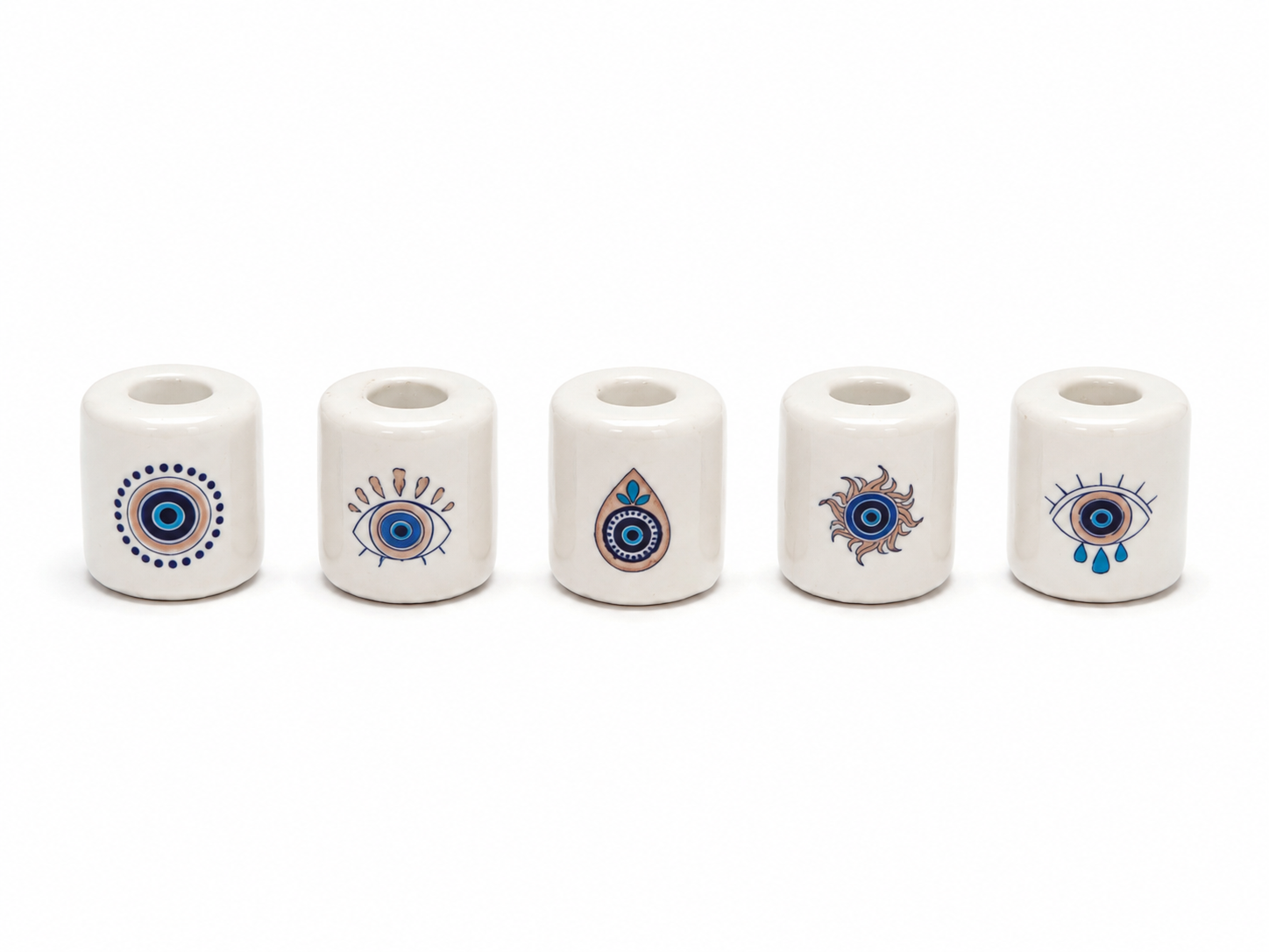 Ceramic Candle Holder Evil Eye Variety Pack of 5