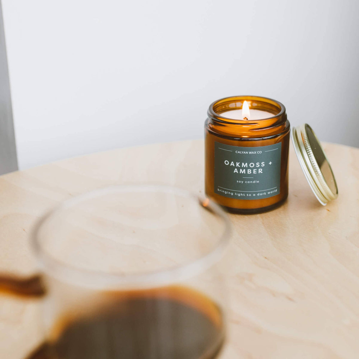 Oakmoss + Amber - Mini Amber Jar Soy Candle