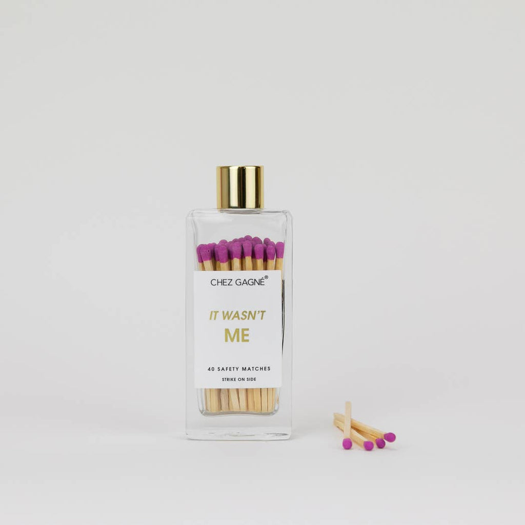 It Wasn't Me Matches - Glass Bottle Matchsticks - Bright Purple