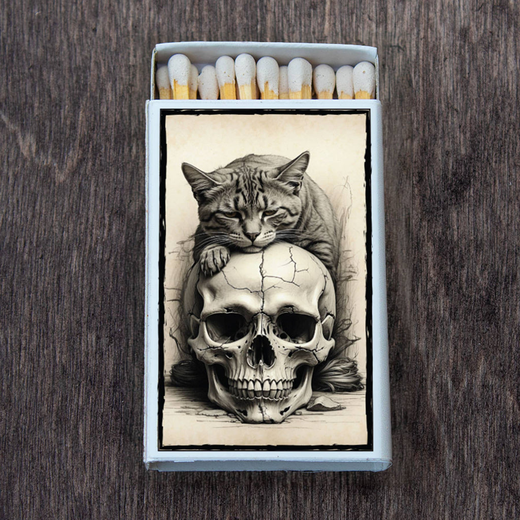 Skull under Cat Matchbox • Candle Acc • Decorative Matches