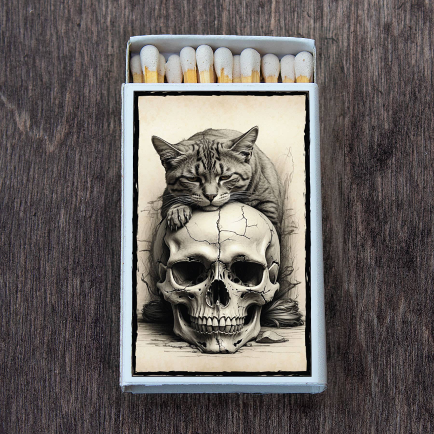 Skull under Cat Matchbox • Candle Acc • Decorative Matches