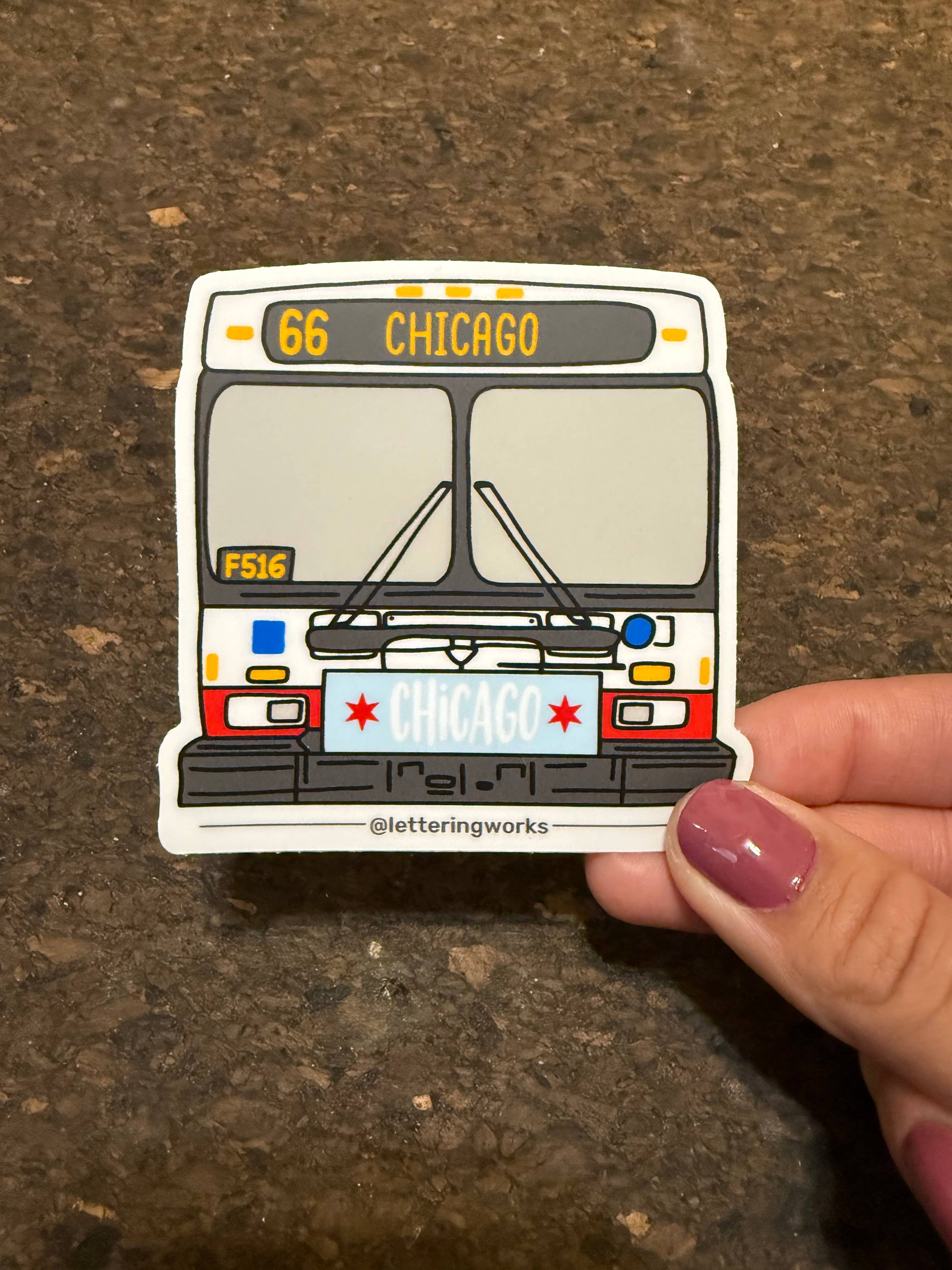 Chicago Transit CTA Bus Vinyl Sticker - 66 Chicago
