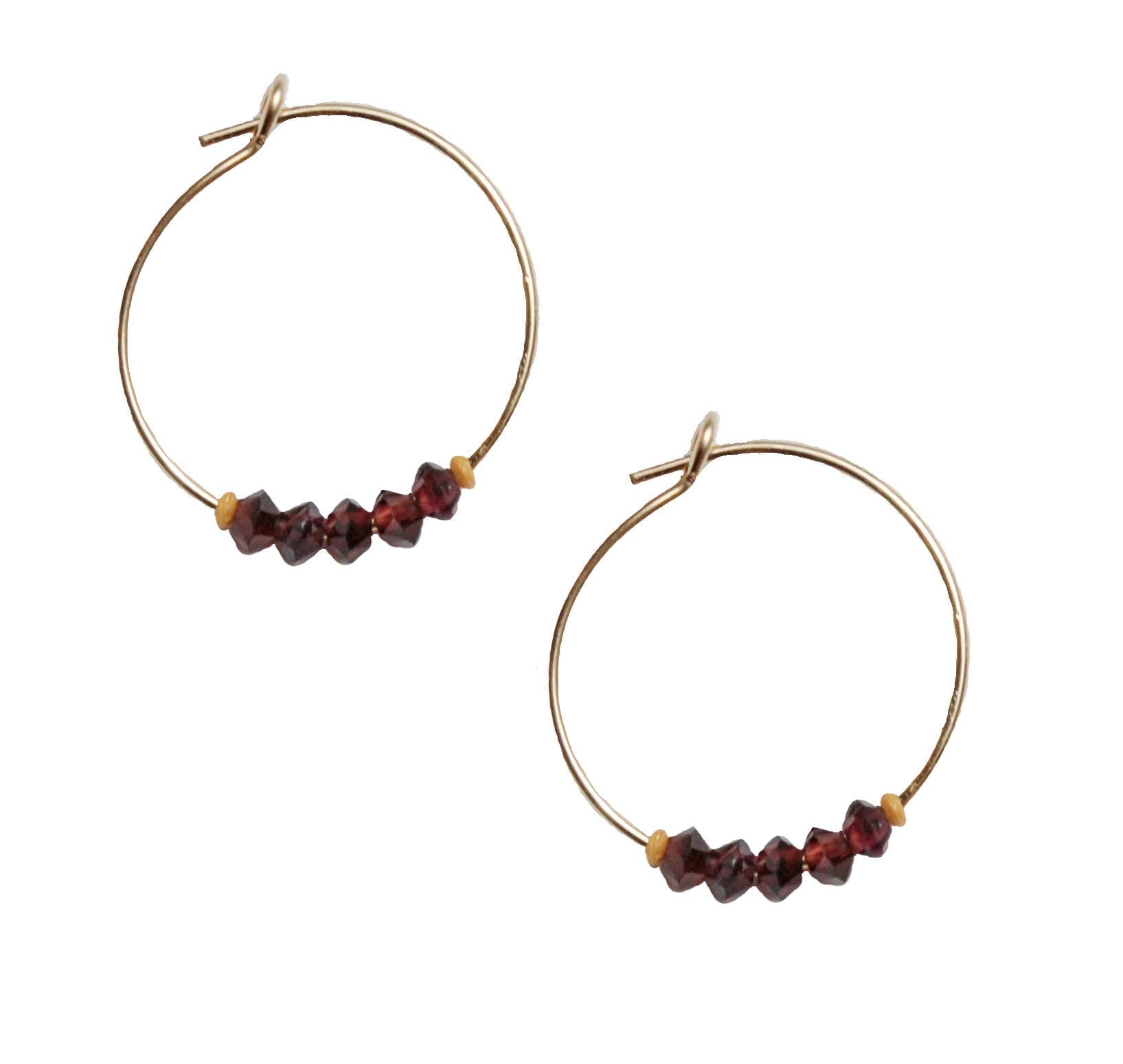 Garnet Gold Hoop Earrings - Passion