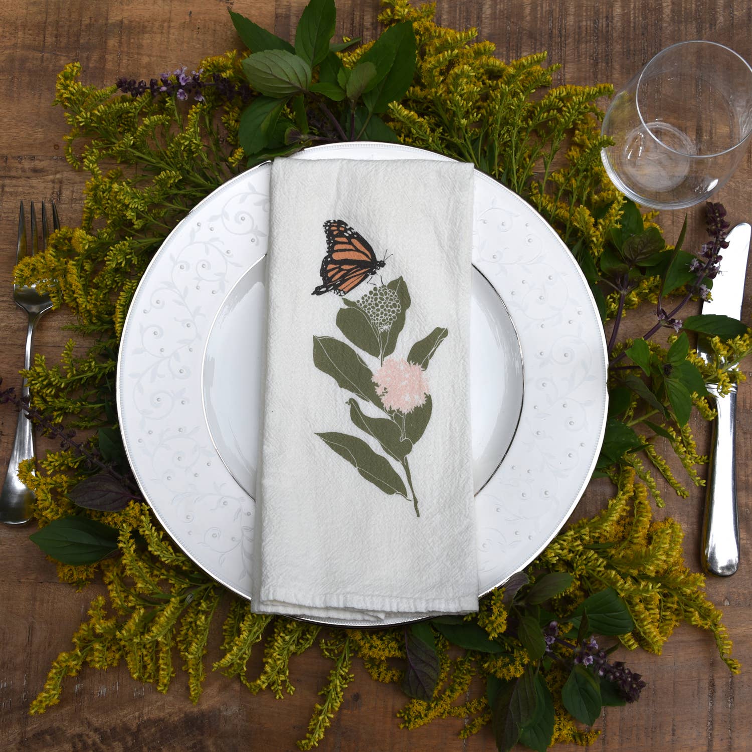 Swallowtails + Monarchs Napkins / Set of 4: Set of four 15” x 20” napkins, two of each double sided design