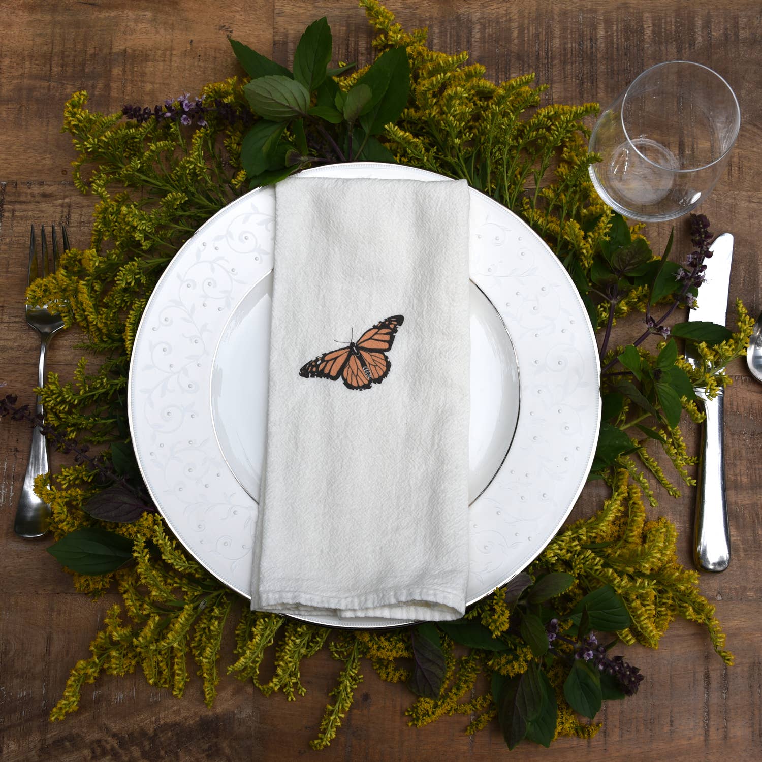 Swallowtails + Monarchs Napkins / Set of 4: Set of four 15” x 20” napkins, two of each double sided design
