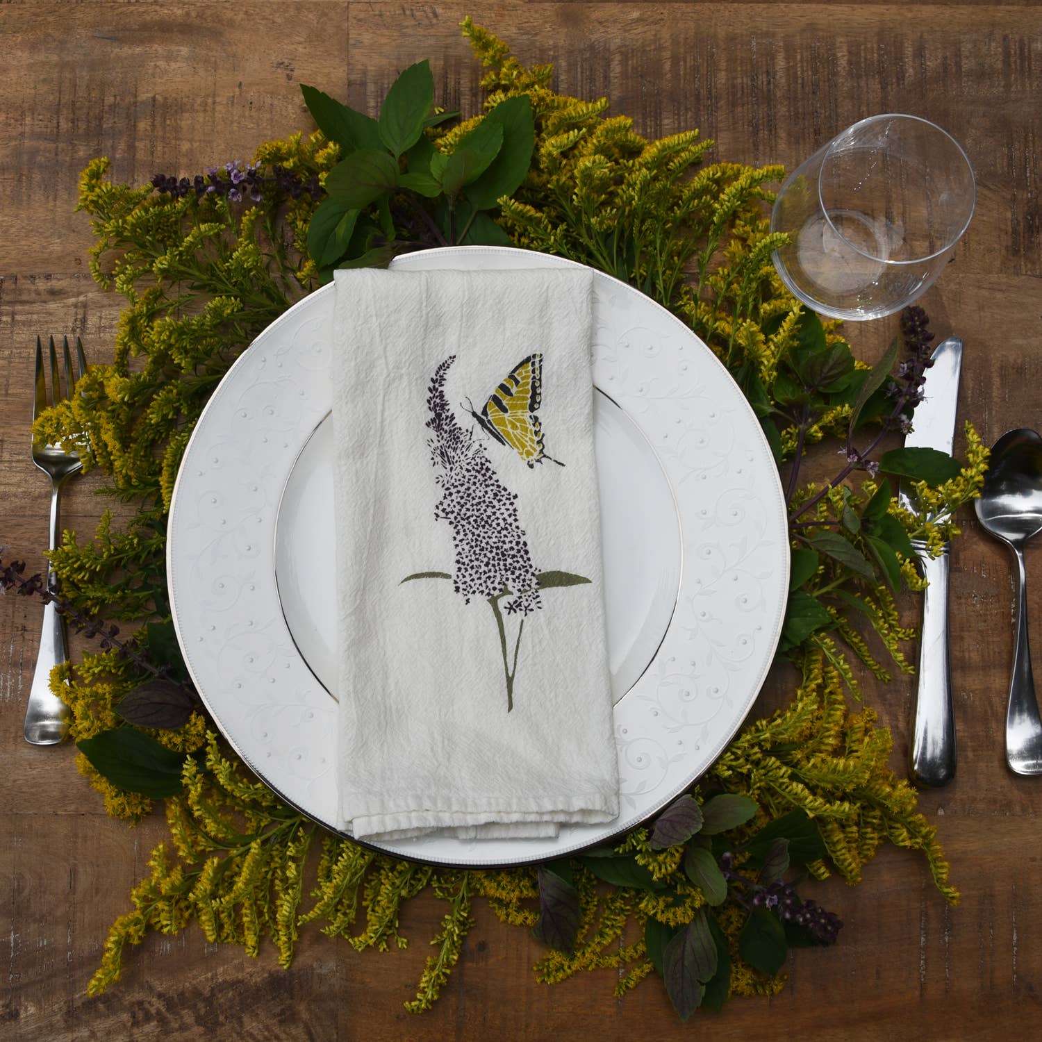 Swallowtails + Monarchs Napkins / Set of 4: Set of four 15” x 20” napkins, two of each double sided design