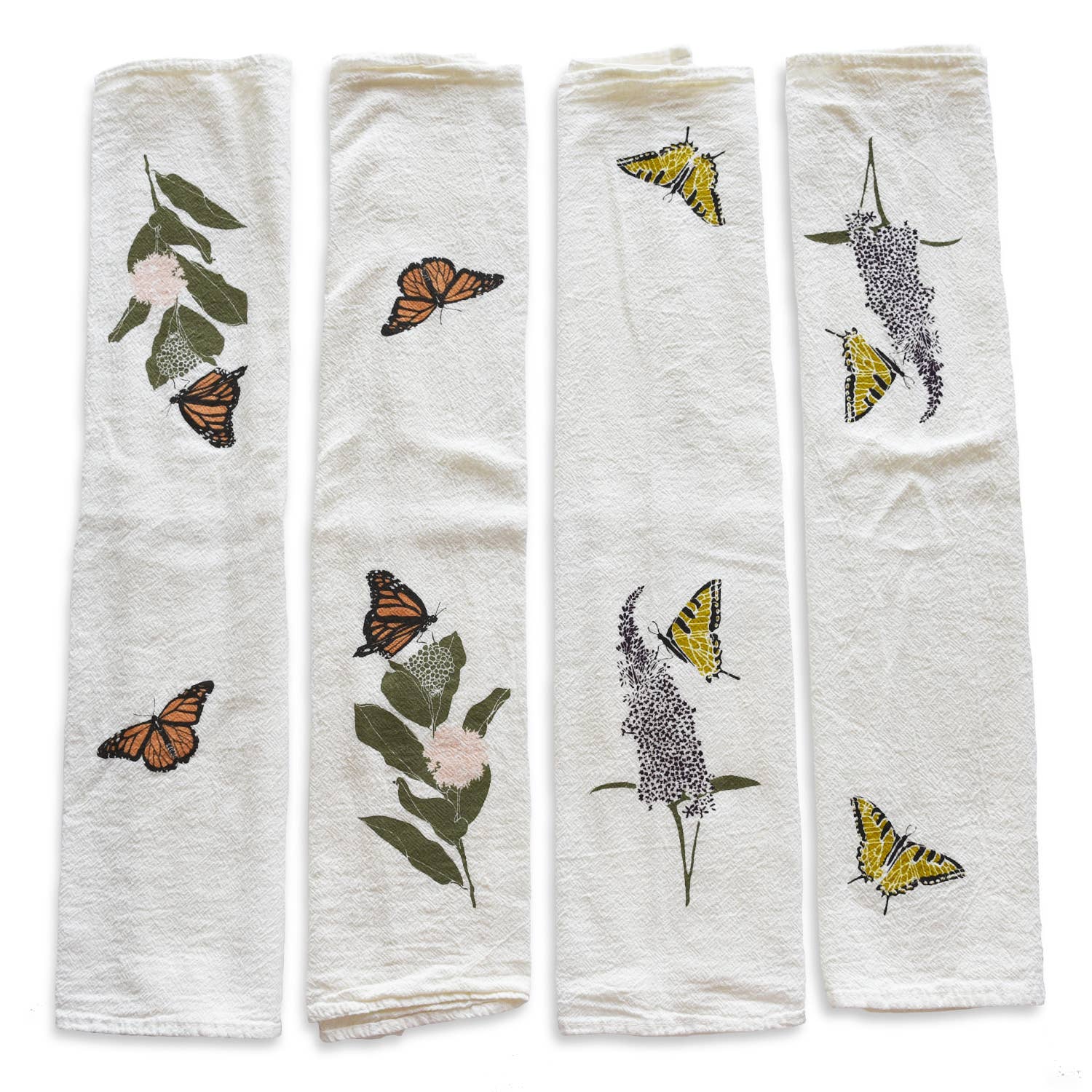Swallowtails + Monarchs Napkins / Set of 4: Set of four 15” x 20” napkins, two of each double sided design