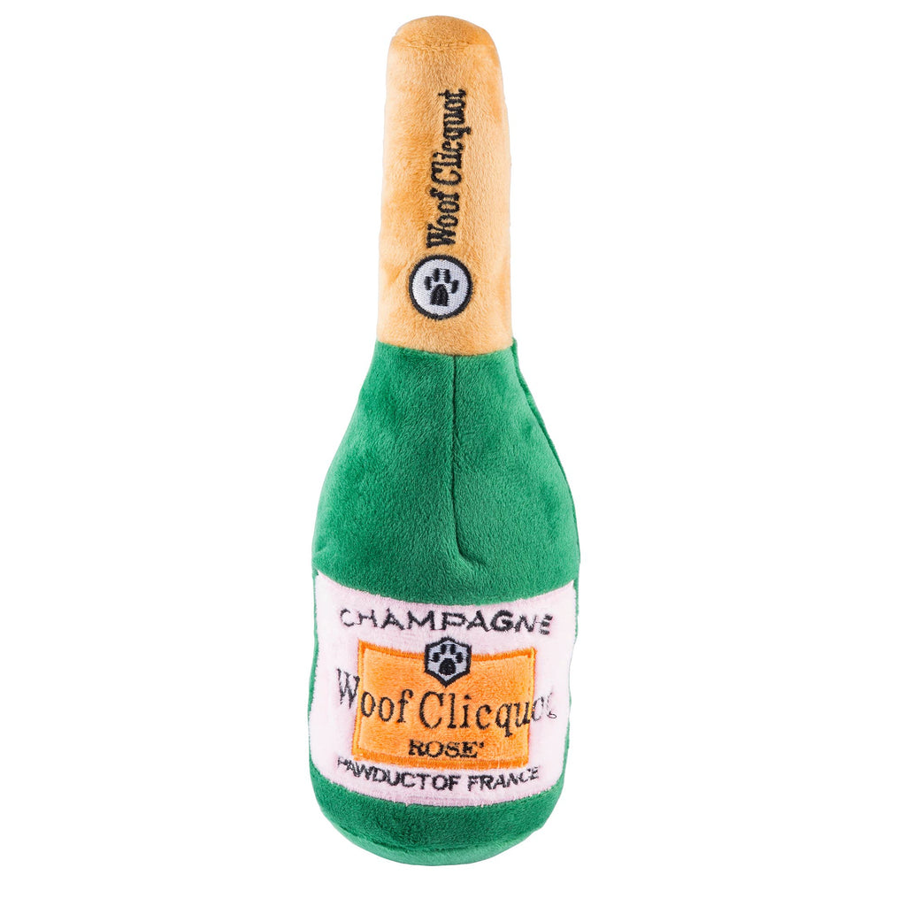 Small Woof Clicquot Rose' Champagne Bottle Squeaker Dog Toy