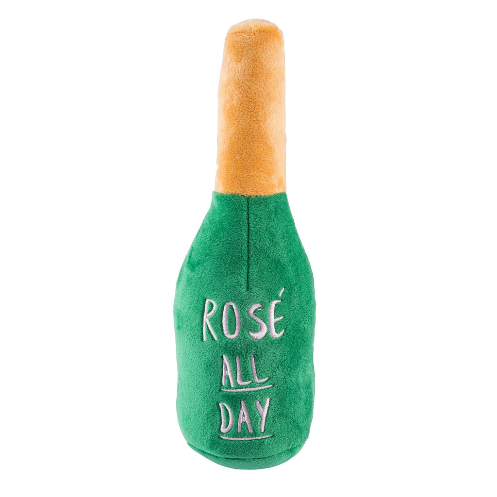 Small Woof Clicquot Rose' Champagne Bottle Squeaker Dog Toy