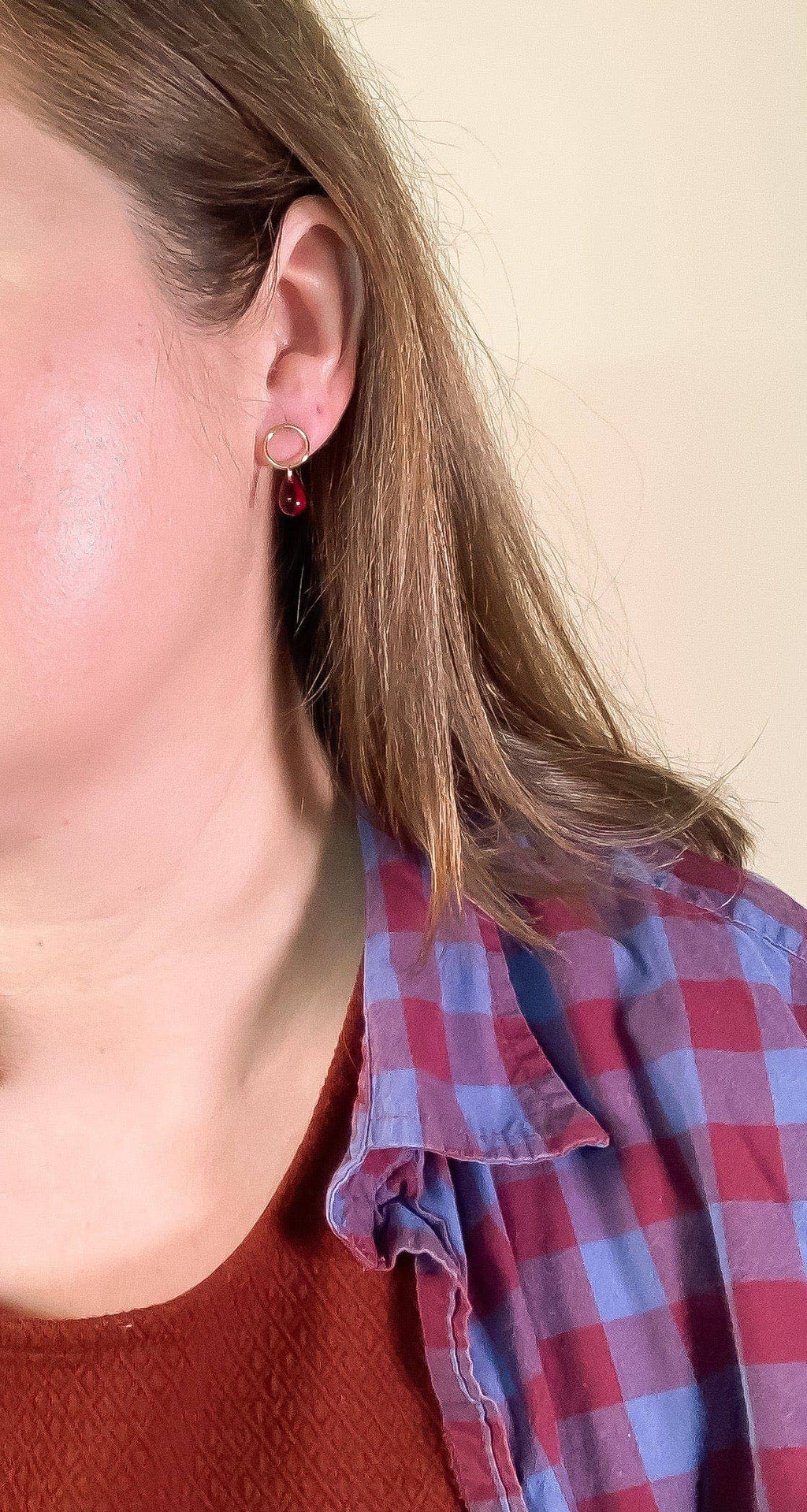 Oxblood Glass Teardrop Studs