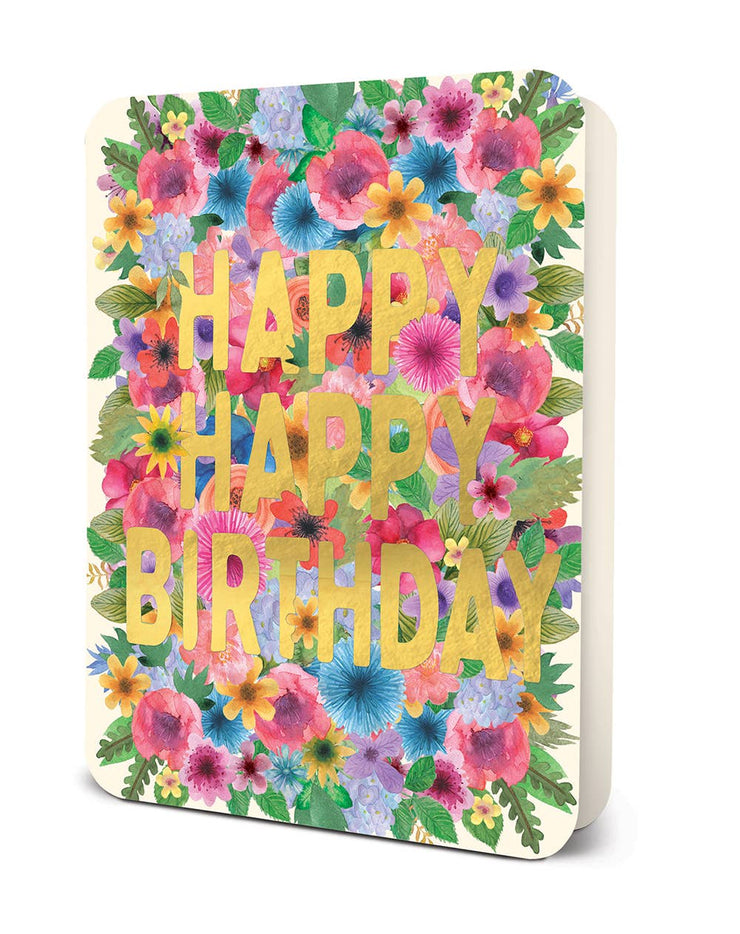 Happy Happy Birthday Floral Deluxe Greeting Card