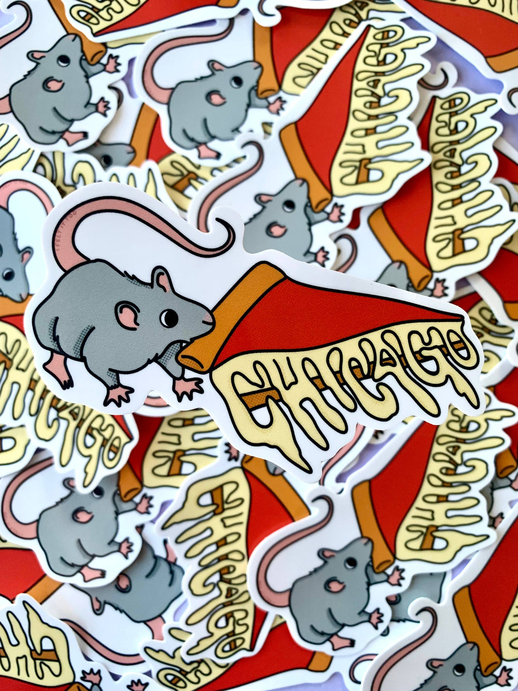 Chicago Deep Dish Pizza Rat Sticker