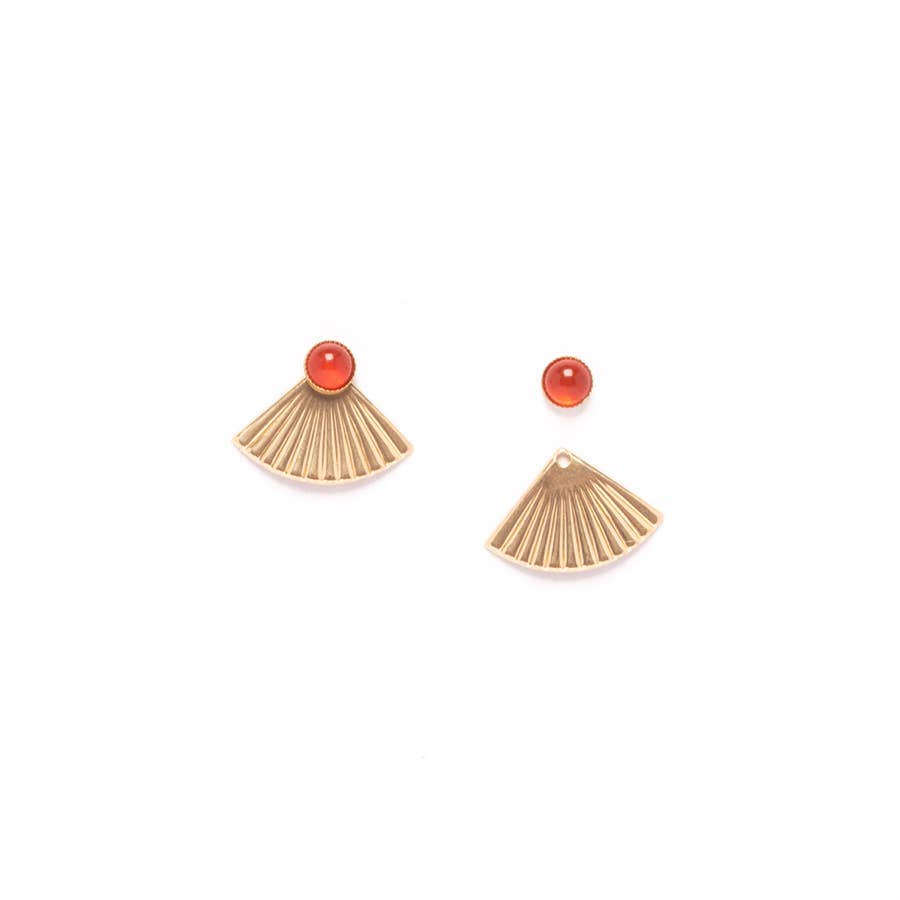 Carnelian Mini Pleat Jacket Earrings