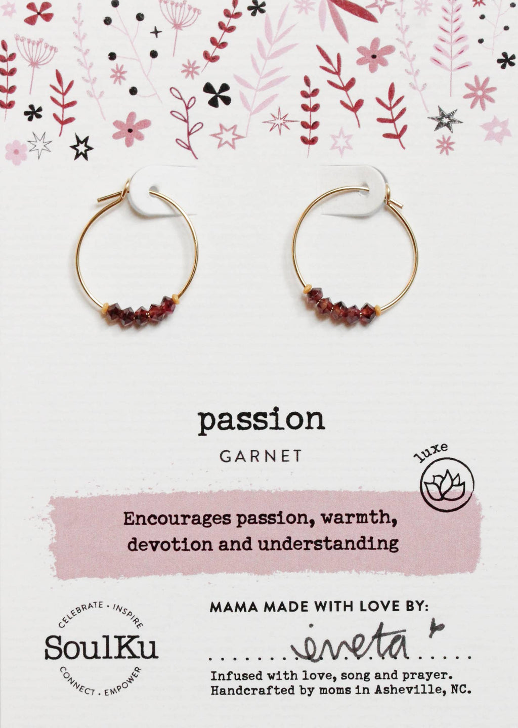 Garnet Gold Hoop Earrings - Passion