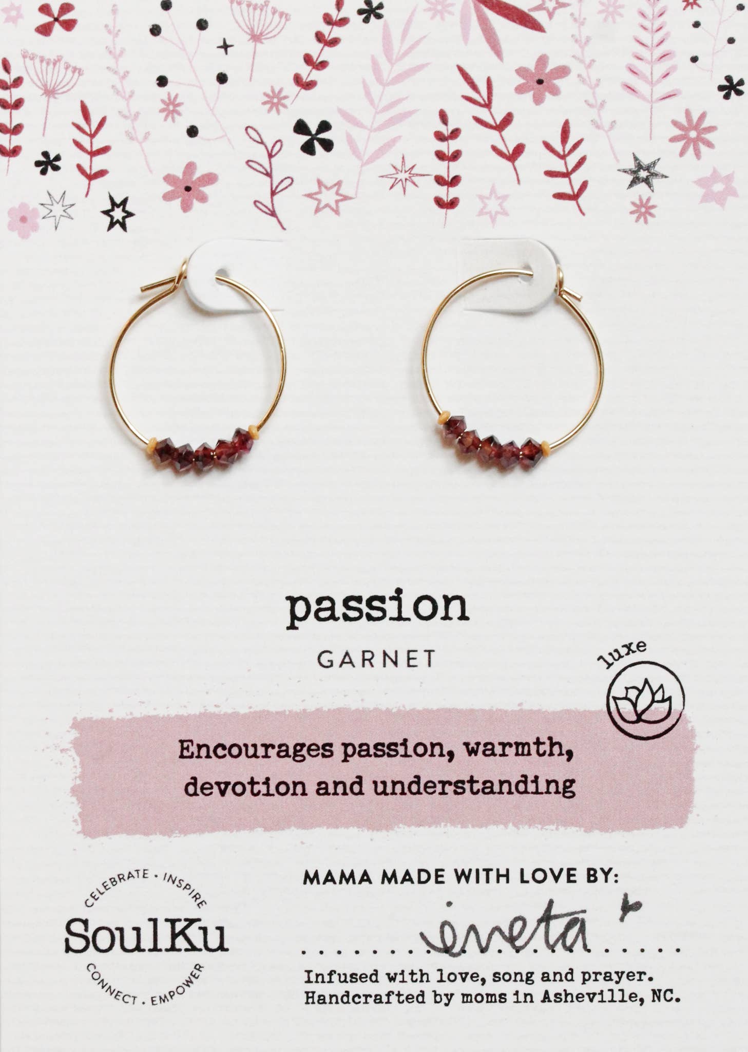 Garnet Gold Hoop Earrings - Passion