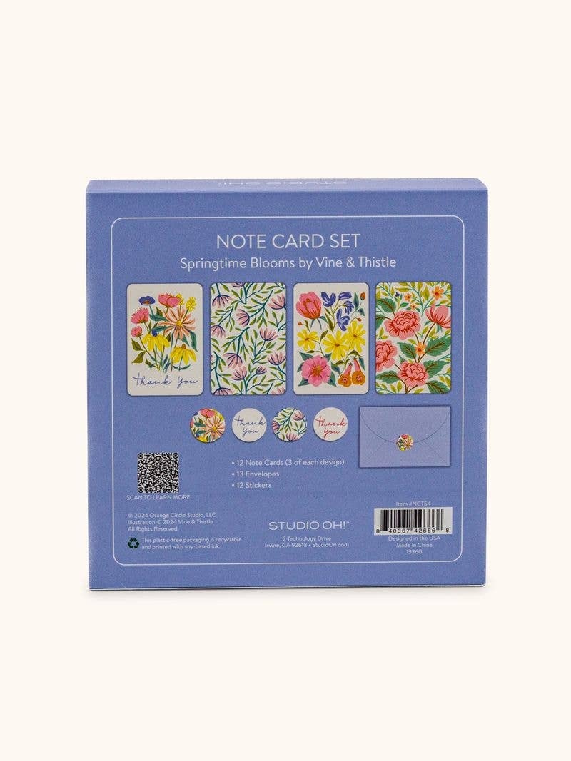 Springtime Blooms Assorted Note Card Set with Stickers
