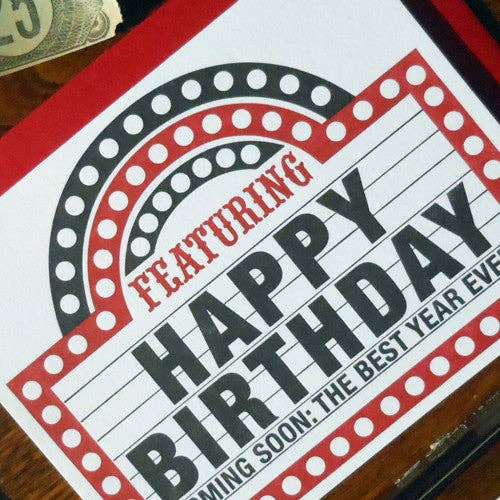 Birthday Marquee Letterpress Card: A2 5.55" x 4.25"