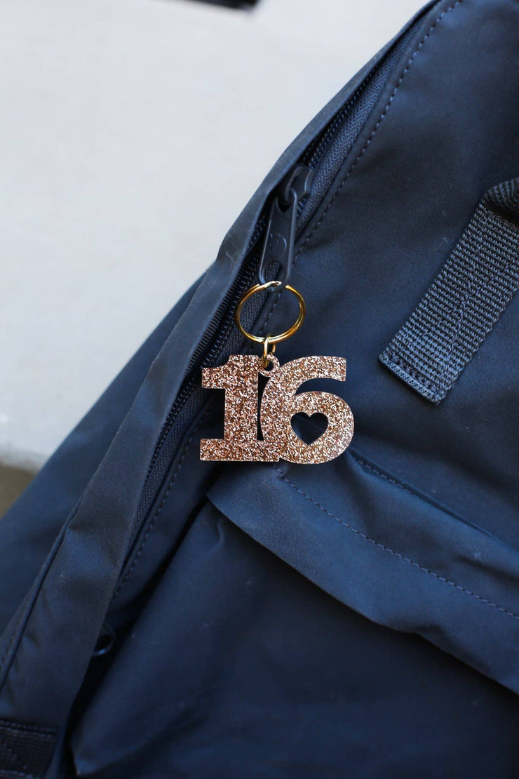 Glitter Keychain - Shape - SWEET 16