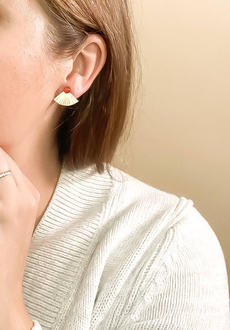 Carnelian Mini Pleat Jacket Earrings