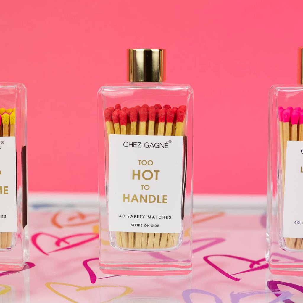 Too Hot To Handle - Glass Bottle Safety Matches - Red