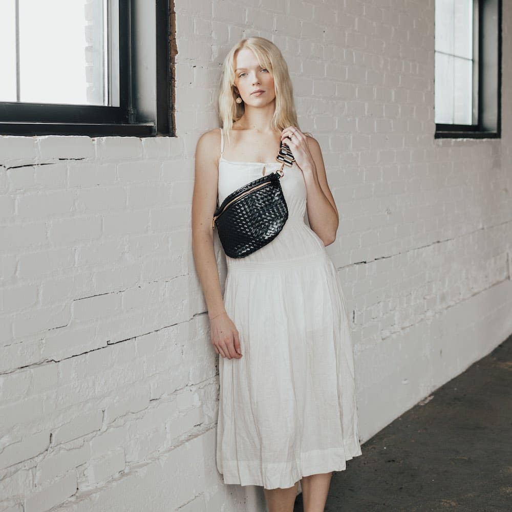 Westlyn Woven Bum Bag: Black