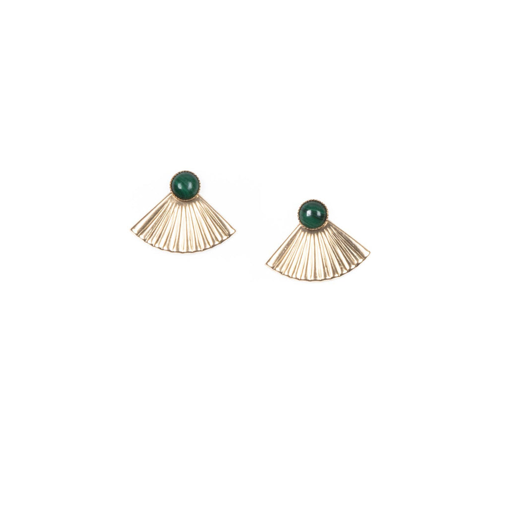 Malachite Mini Pleat Jacket Earrings