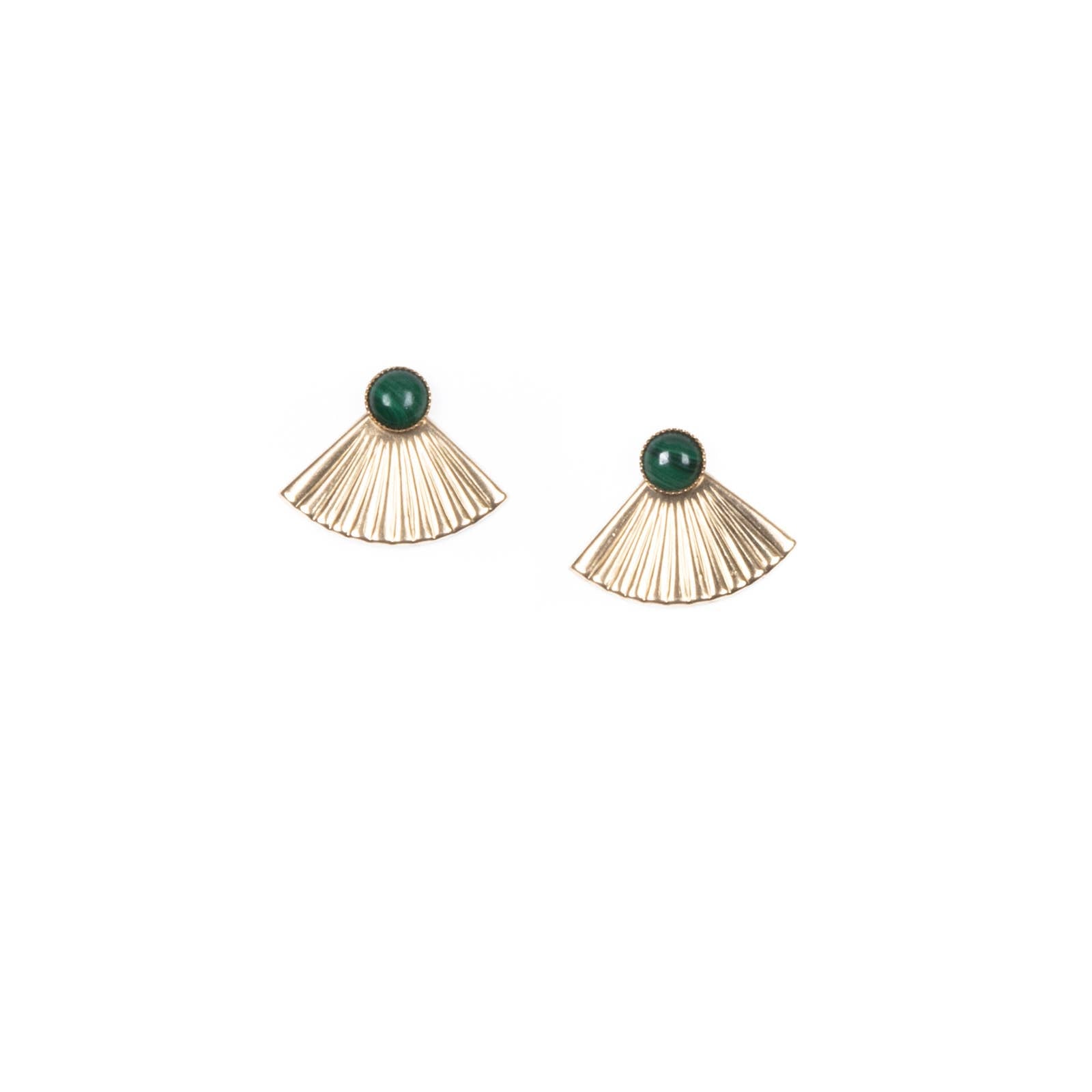 Malachite Mini Pleat Jacket Earrings