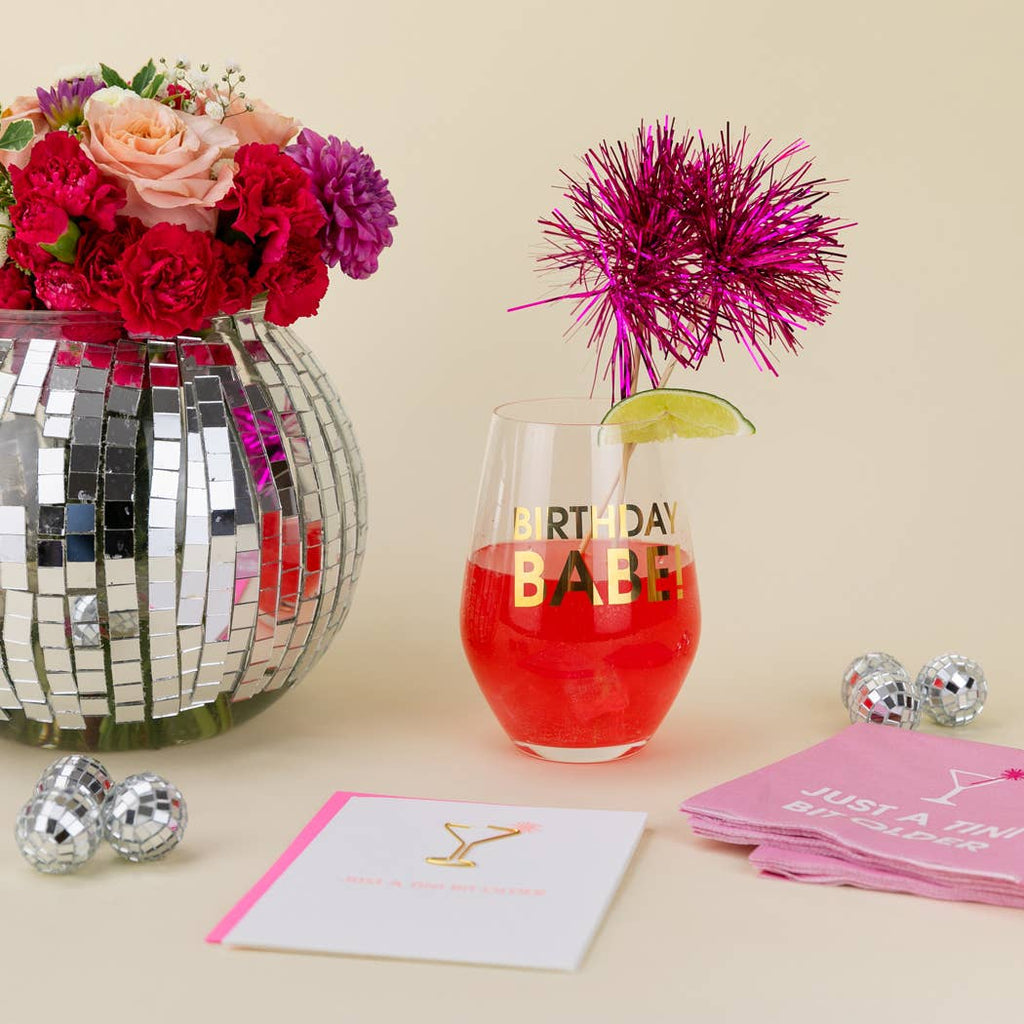 Birthday Babe - Gold Foil Stemless Wine Glass