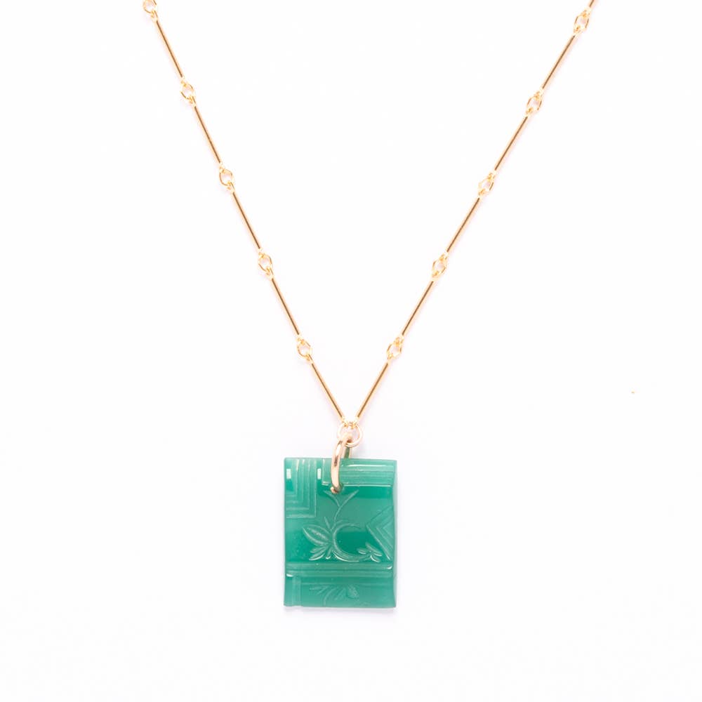 Jade Glass Deco Pendant Necklace