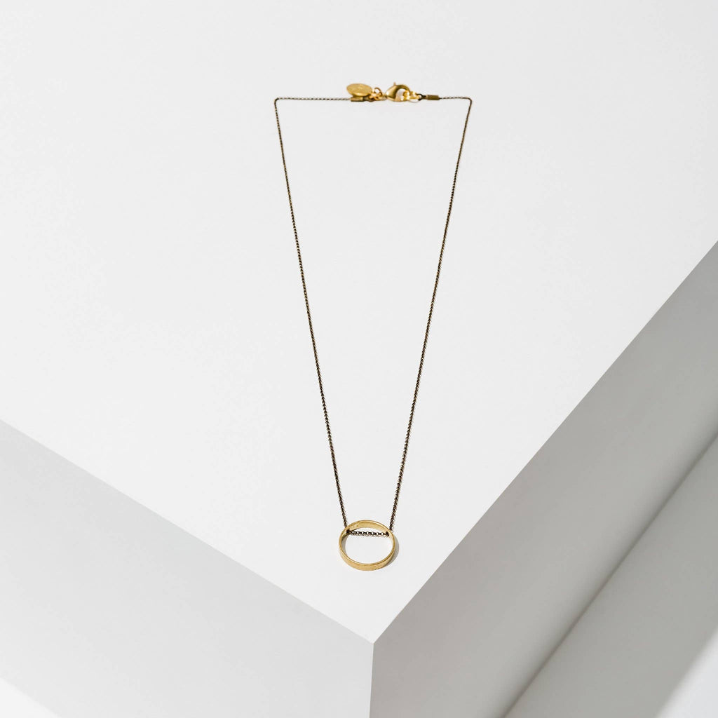 Circle Horizon Necklace: Brass / Medium
