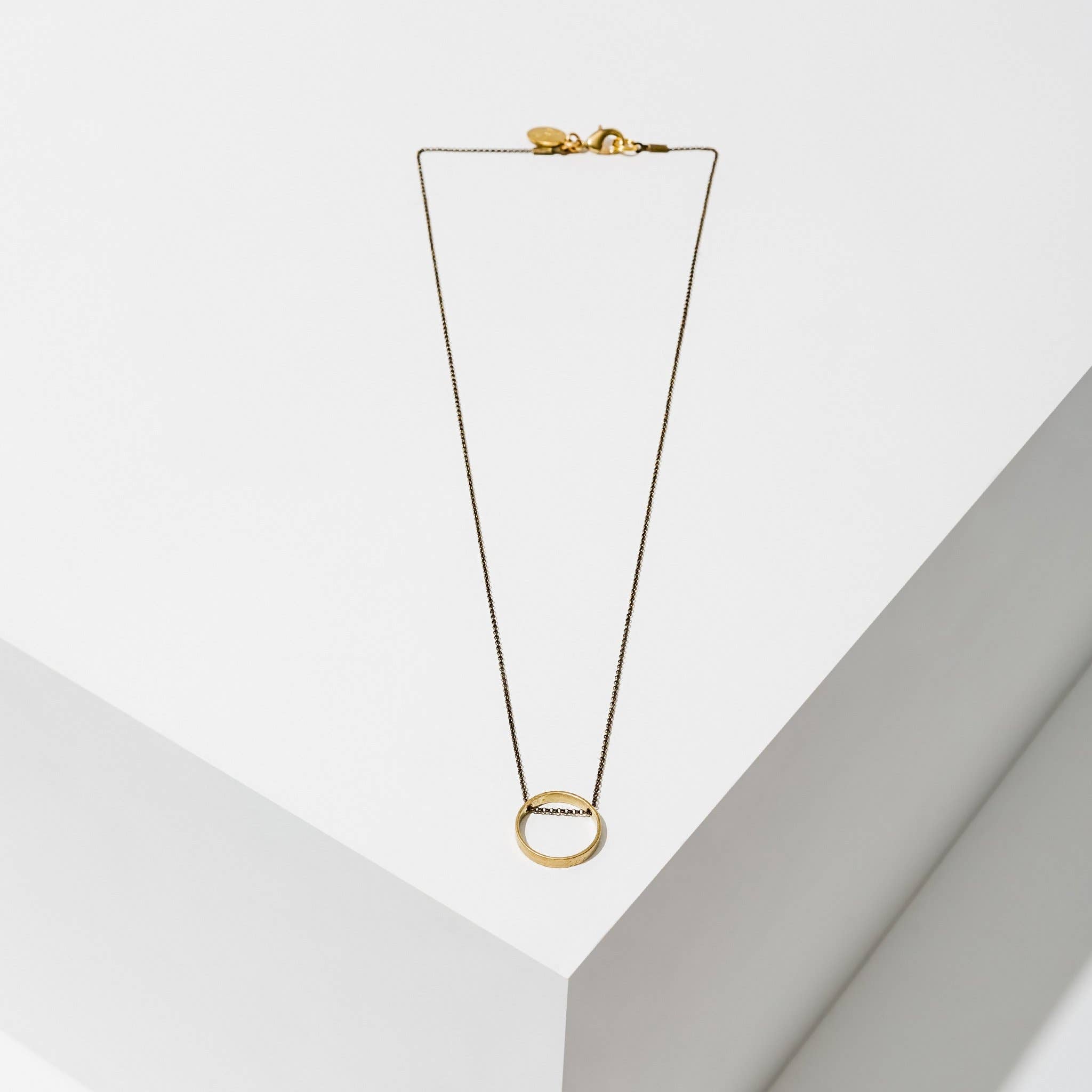 Circle Horizon Necklace: Brass / Medium