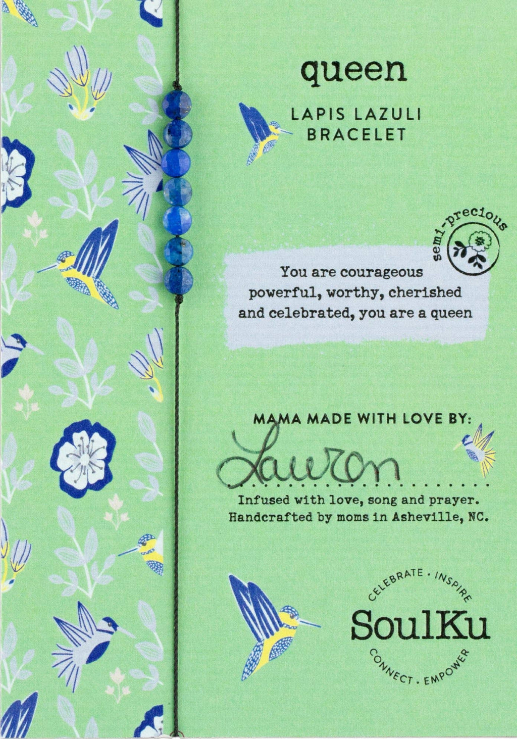 Lapis Lazuli Hummingbird Adjustable Bracelet for Queen