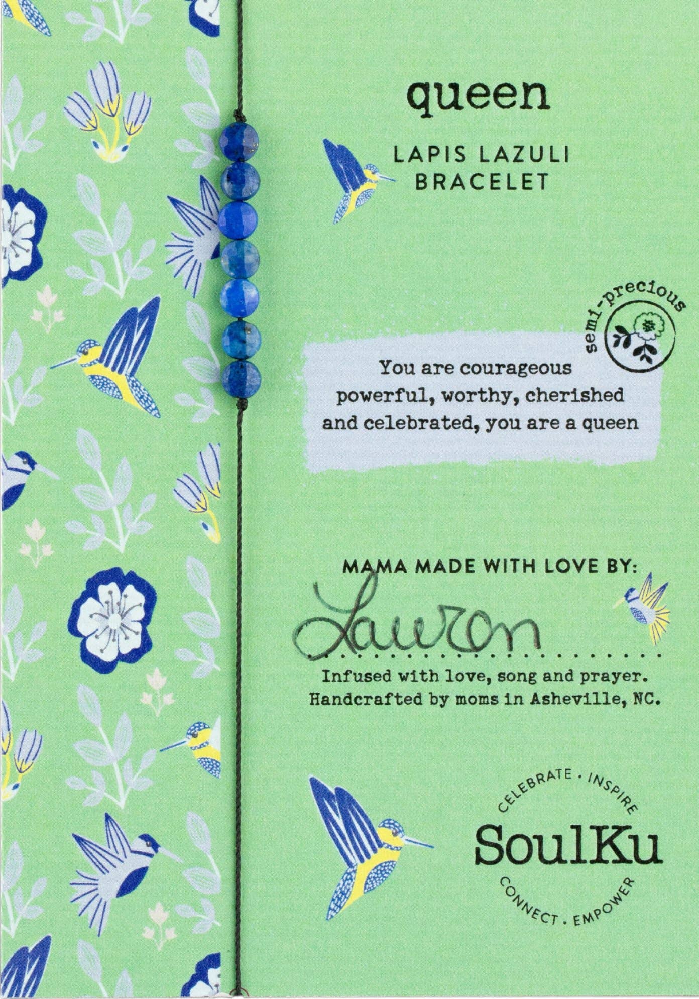 Lapis Lazuli Hummingbird Adjustable Bracelet for Queen