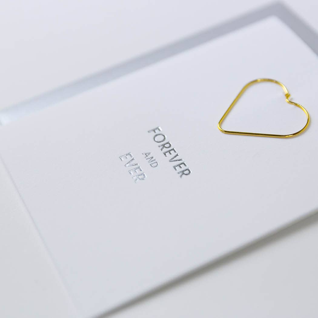 Forever and Ever -  Heart Paper Clip Letterpress Card