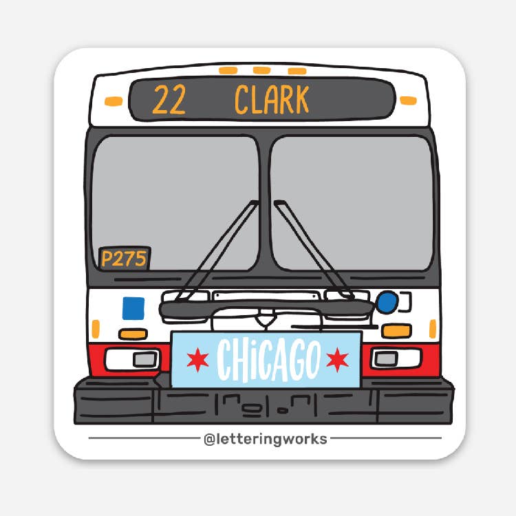 Chicago CTA Bus Sticker - 22 Clark: Die-Cut