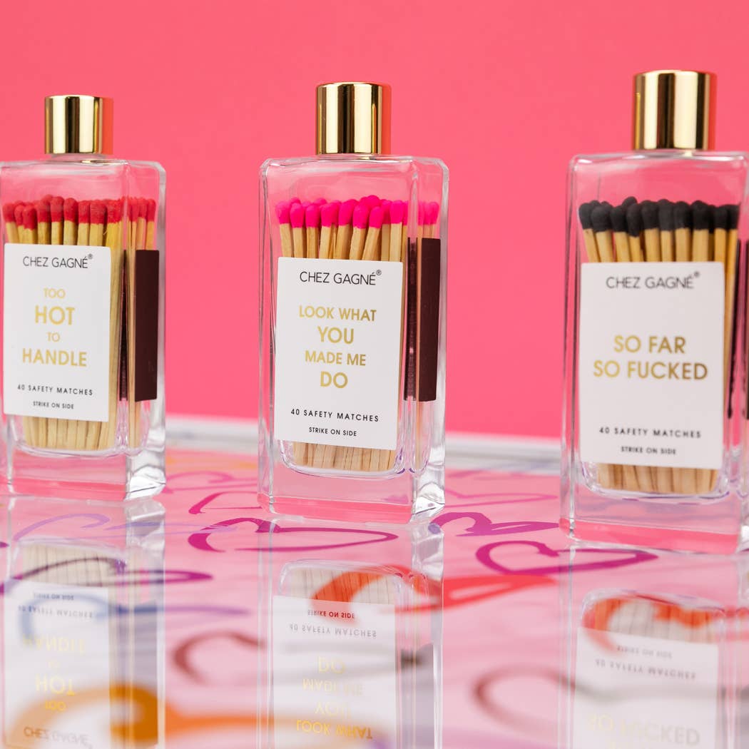 Too Hot To Handle - Glass Bottle Safety Matches - Red